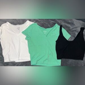 3 crop tops. 2 tshirts and one tank top. Sz S. Wild Fable & F21